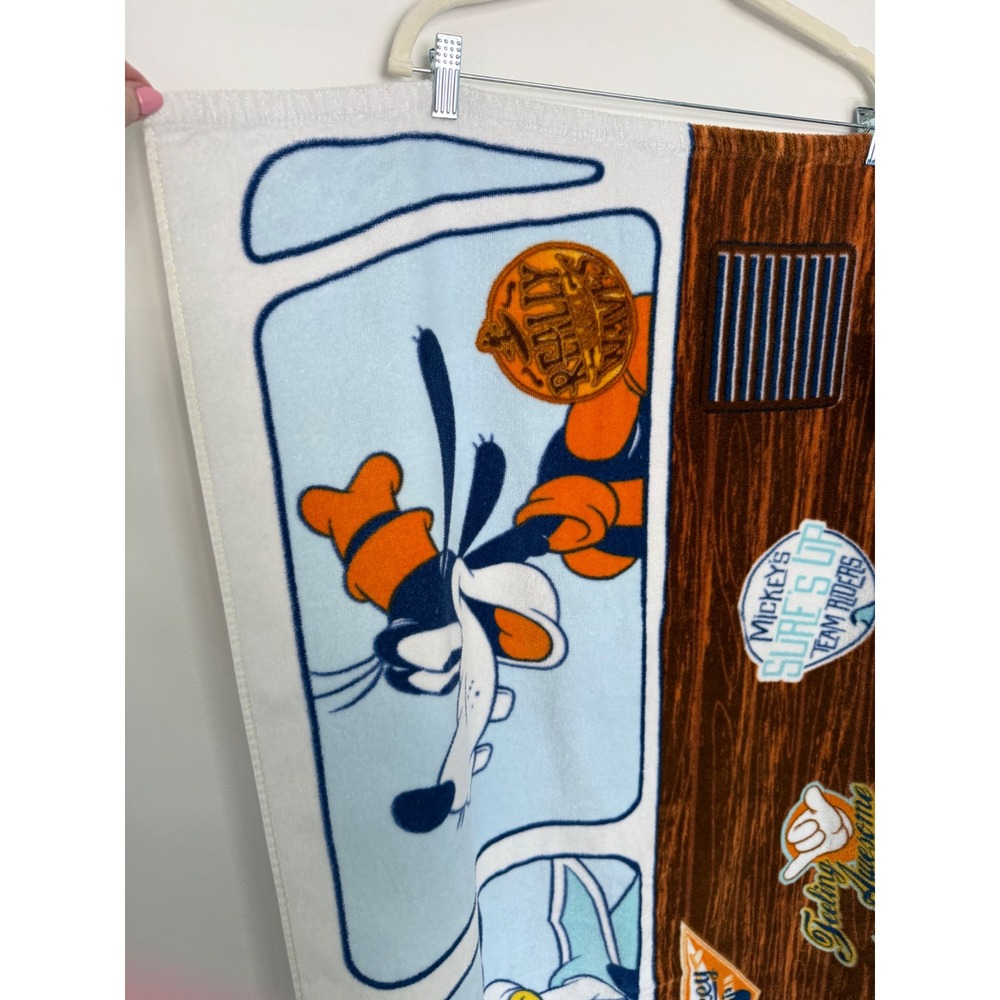 VTG Disney Woodie Surf Wagon Beach Towel Mickey Donald Goofy Retro 90s Surfs Up - Picture 4 of 16